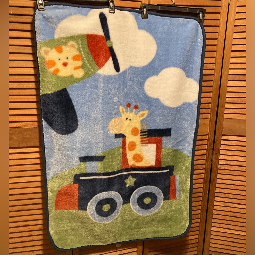 Garanamils Blue Giraffe Fleece Blanket